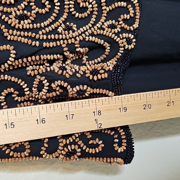 Cache Black and Gold Beaded Pants and Top Set- Silk! - Picture 13 of 14